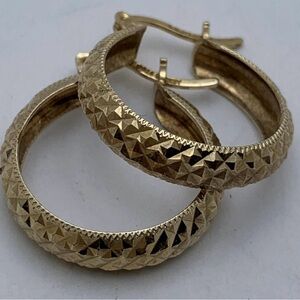 Sterling Silver Gold Tone Textured Hoop Earrings